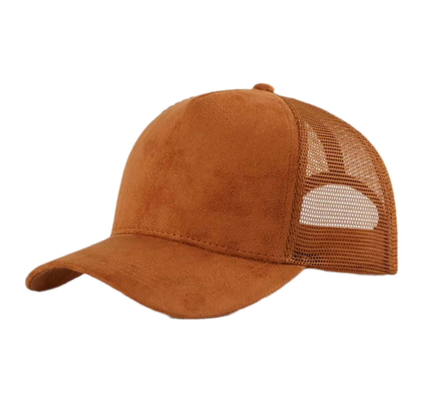 suede mesh trucker hat