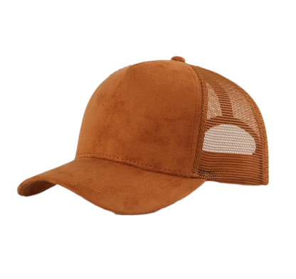 suede mesh trucker hat