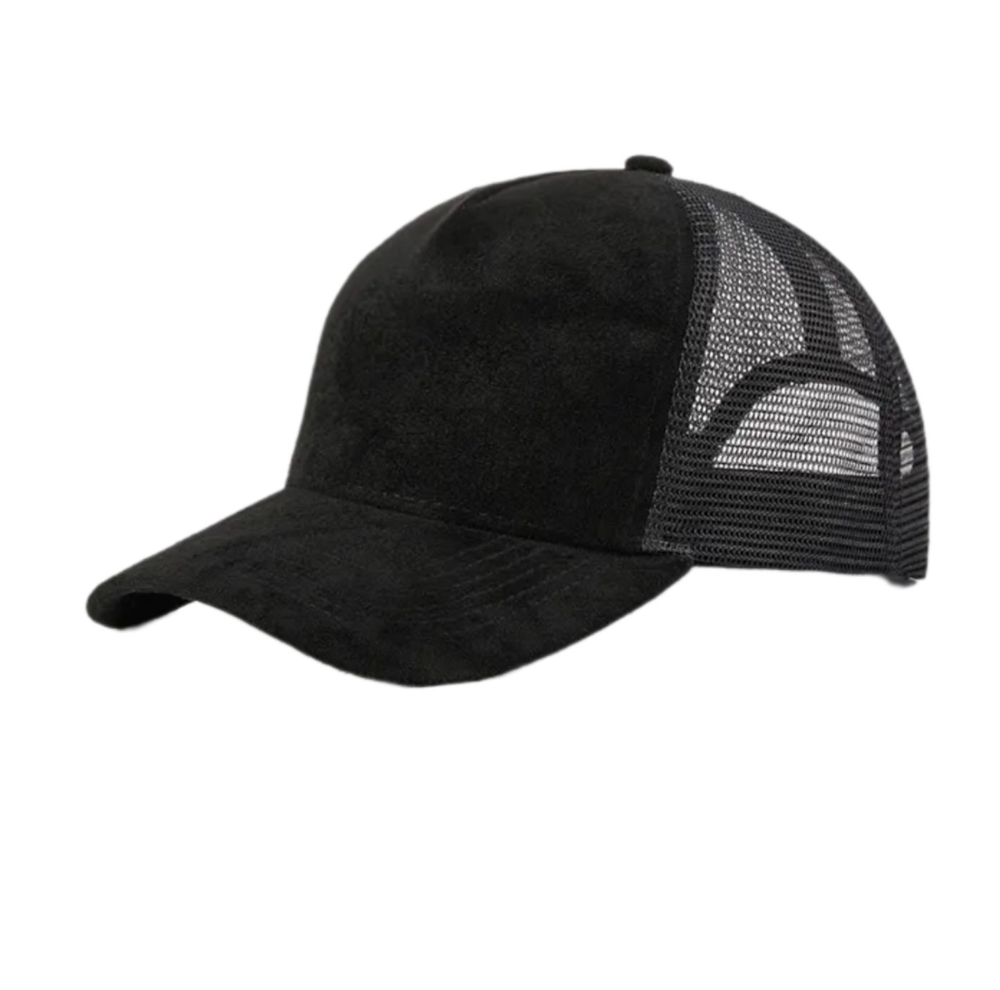 suede mesh trucker hat