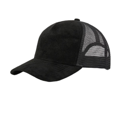 suede mesh trucker hat