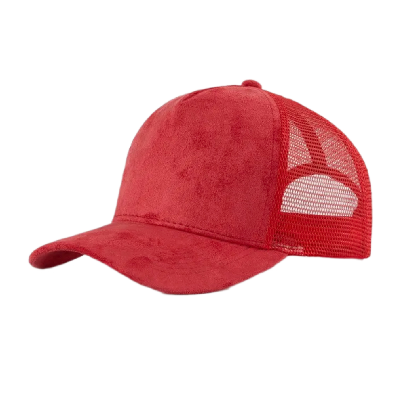 suede mesh trucker hat