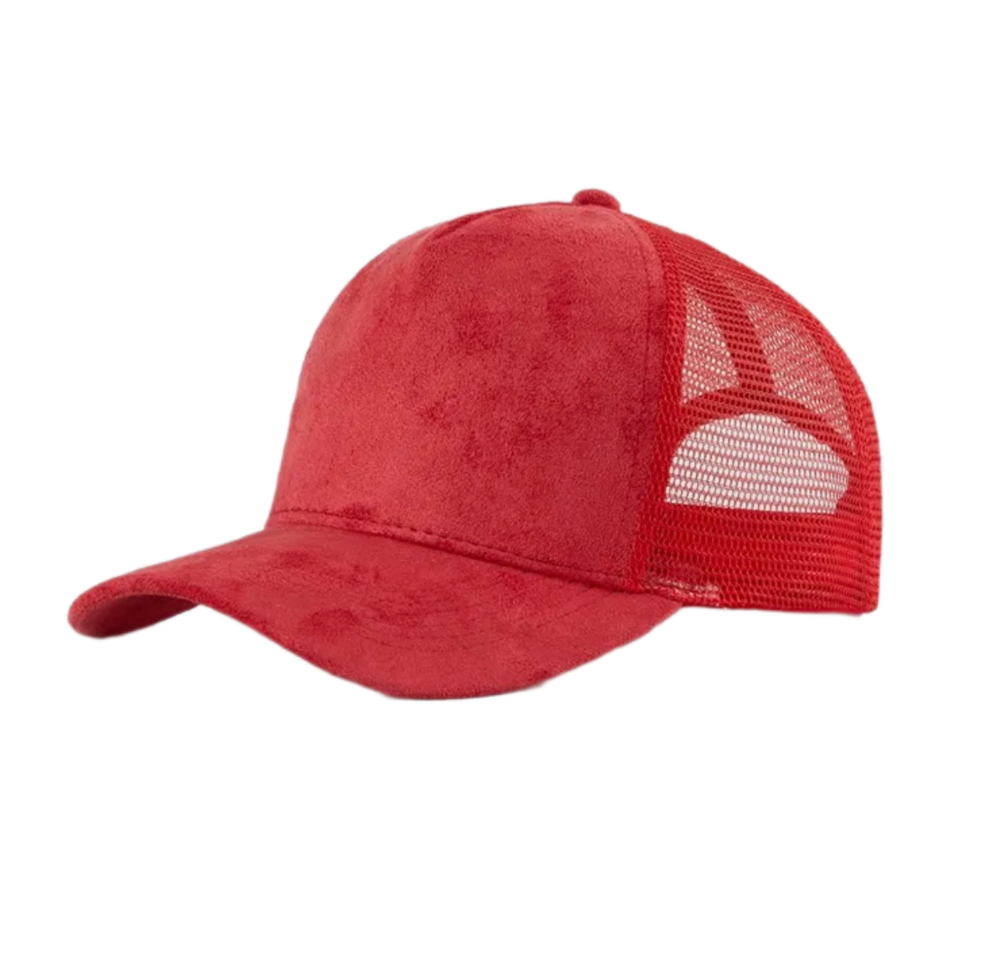 suede mesh trucker hat