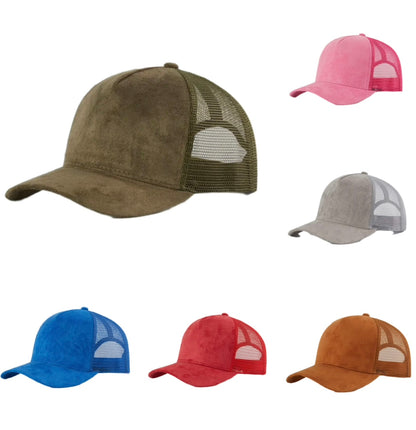 suede mesh trucker hat