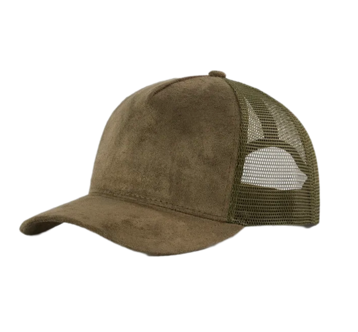 suede mesh trucker hat