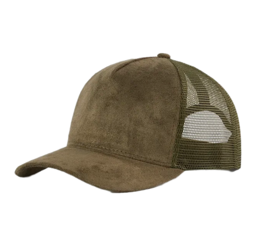 suede mesh trucker hat